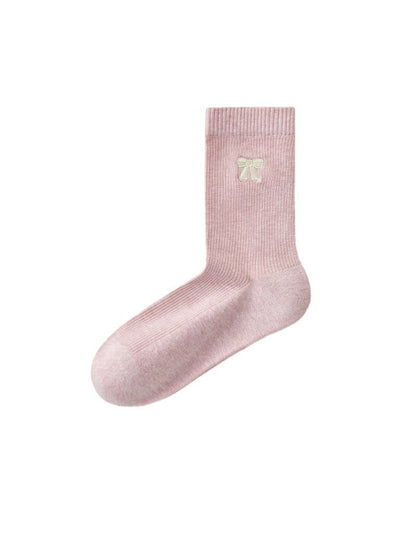 Rufia - Ribbed Crew Bow Accent Socks