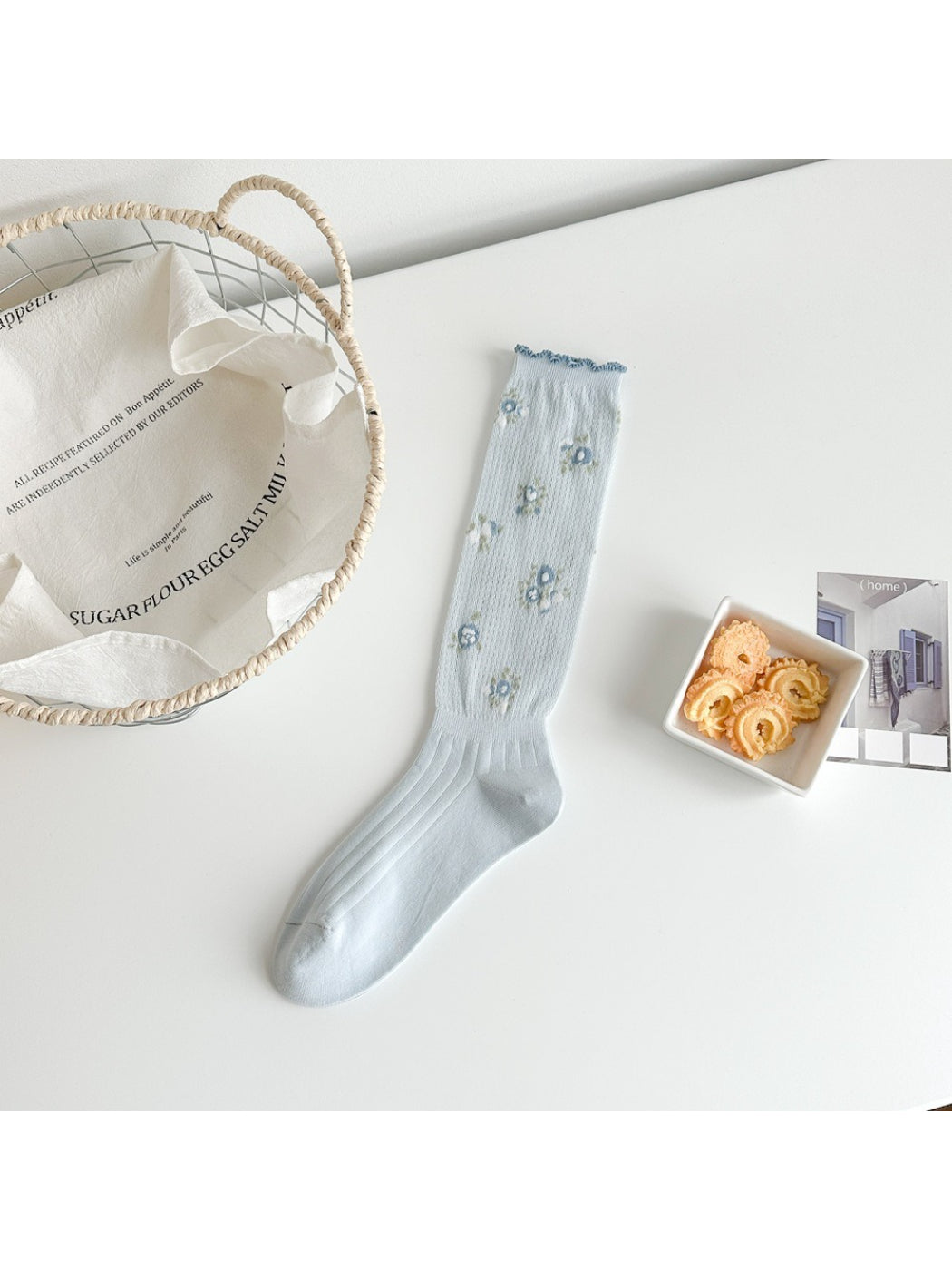 Rufia - Floral Embroidered Ruffle Crew Socks product image 5