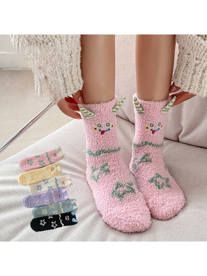 Rufia - Cartoon Star Monster Pattern Crew Socks