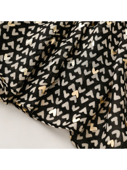 Scarvii - Winter Scarf with Gold Foil Heart Print