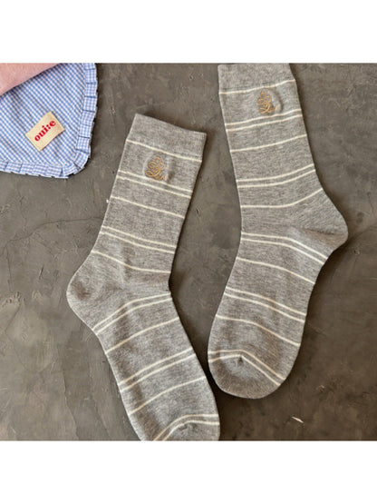 Rufia pastel stripe knit socks folded neatly showing striped pattern