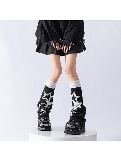 Cozyra - Cartoon Jacquard High Tube Leg Warmers