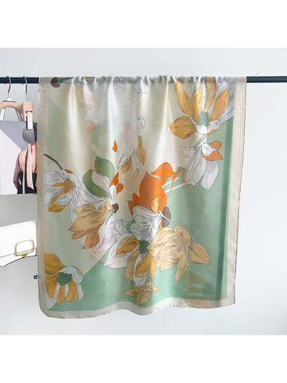 Scarvii Blue Floral Long Scarf Wrap