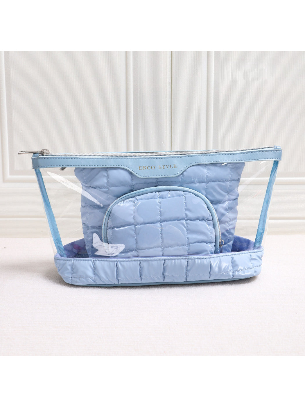 Cosbai - Clear Makeup Bag with Quilted Inner Pouch