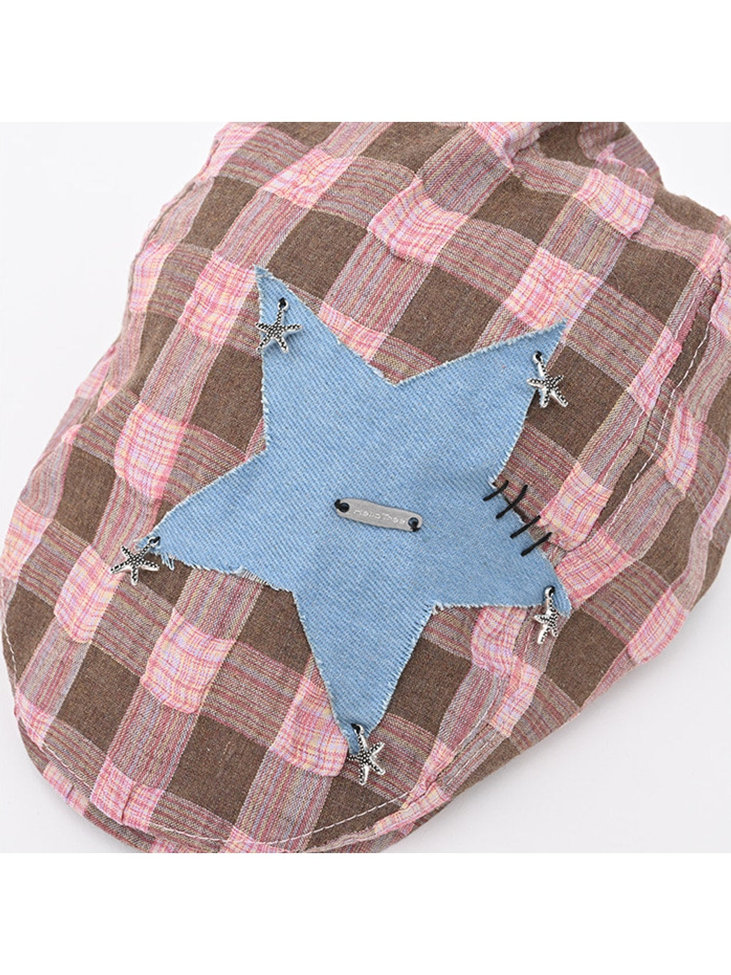 Haila - Vintage Plaid Patchwork Short Brim Beret