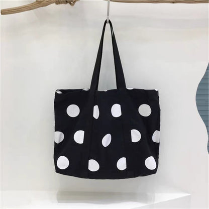 Cosbai Bold Dot Print shopper tote bag with black handles and bold dot print