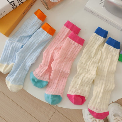 Rufia - Pastel Color-Blocked Mesh Socks
