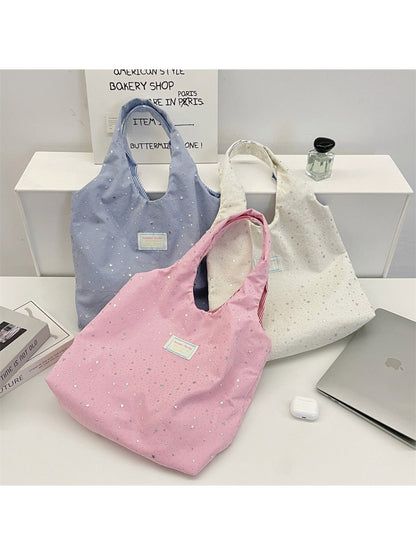 Cosbai cute star pattern everyday tote bag front view with white background