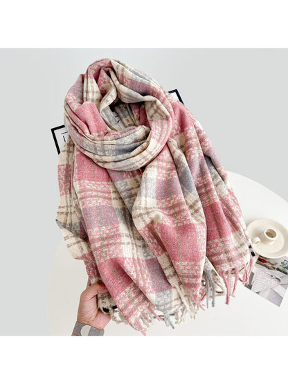 Scarvii - Vintage Plaid Fringe Winter Scarf