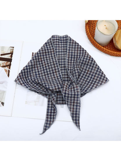 Scarvii - Elegant Checked Print Triangle Bandana