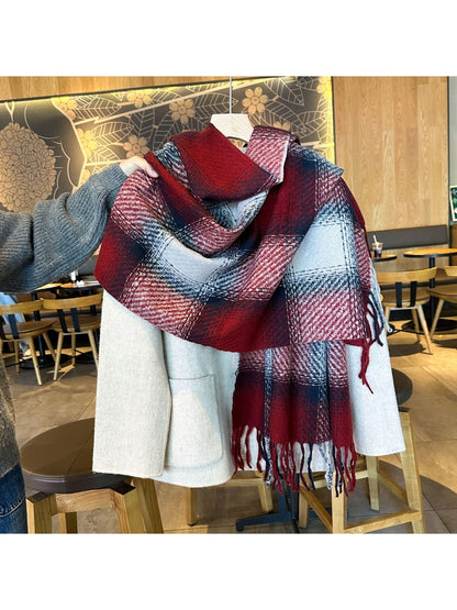 Scarvii - Bold Plaid Fringed Winter Scarf
