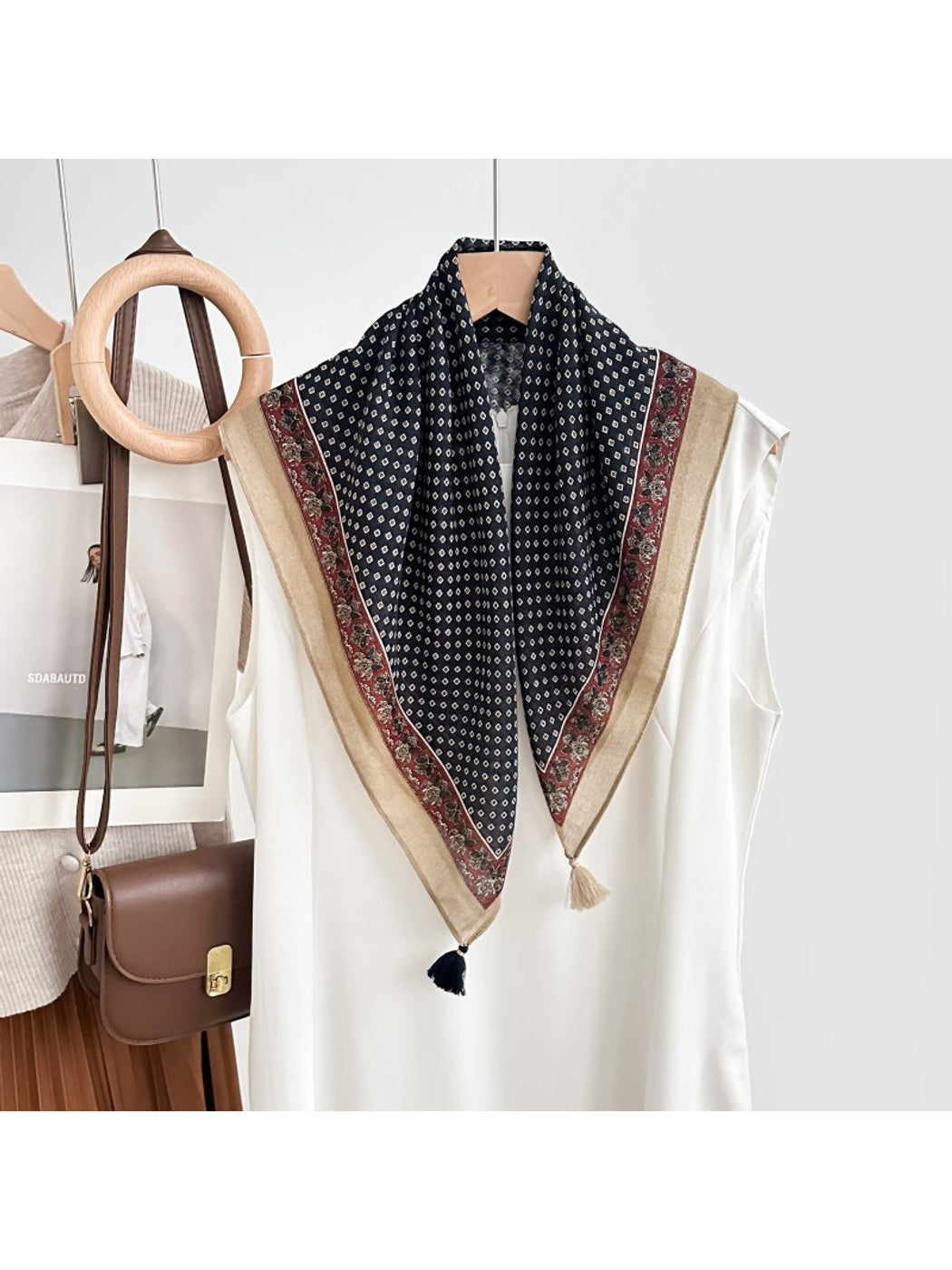 Scarvii - Vintage-inspired Geometric Printed Square Scarf