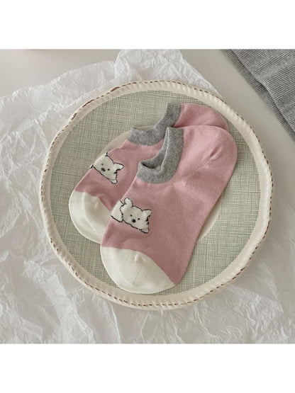 Rufia - Cute Pattern Colorblock Low Ankle Socks