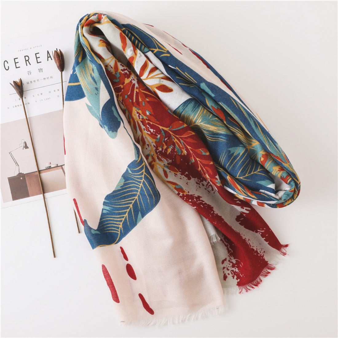 Scarvii - Floral Plant Pattern Summer Scarf