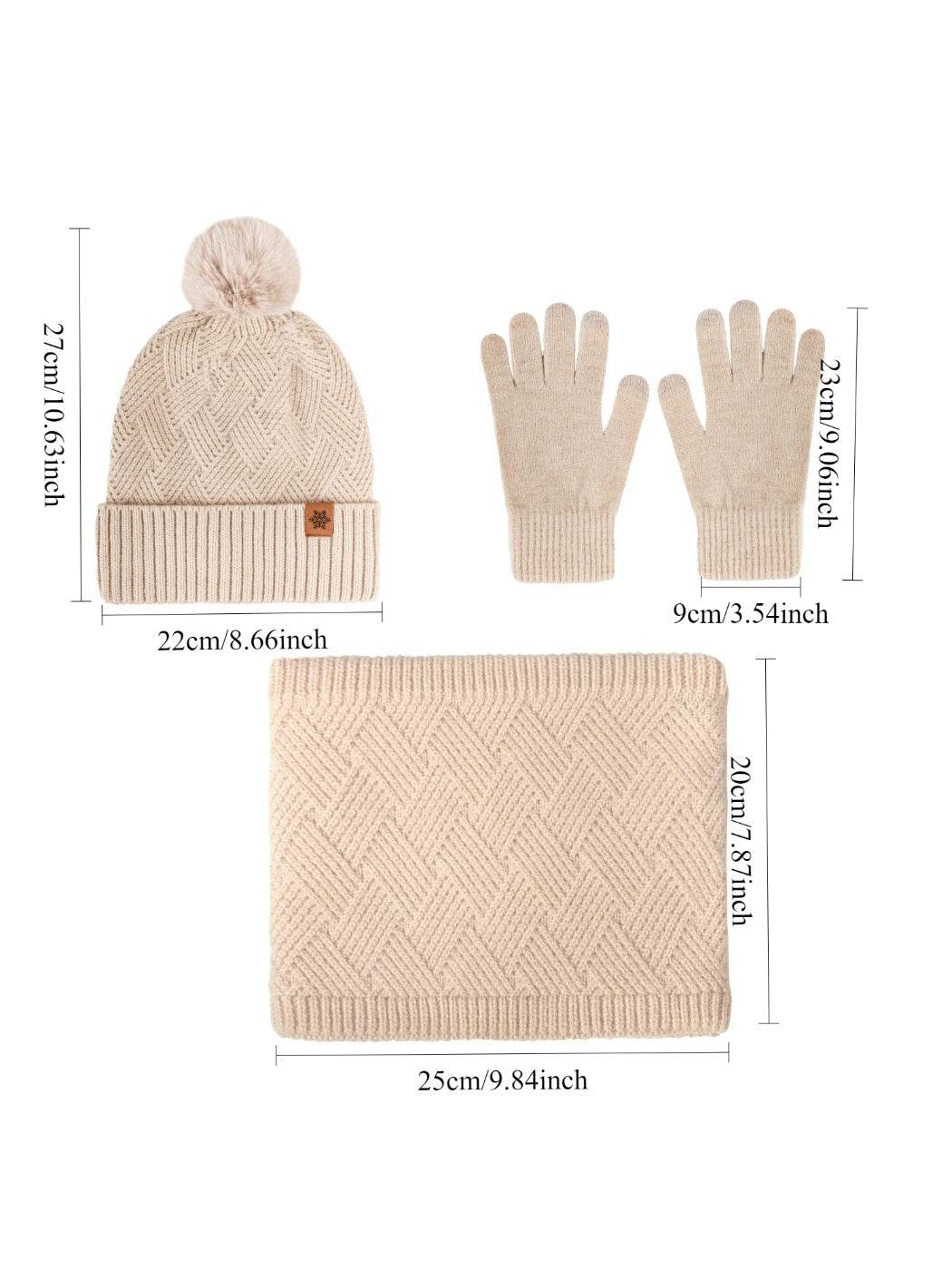 Haila - Women's Winter Knit Beanie Scarf Gloves Set