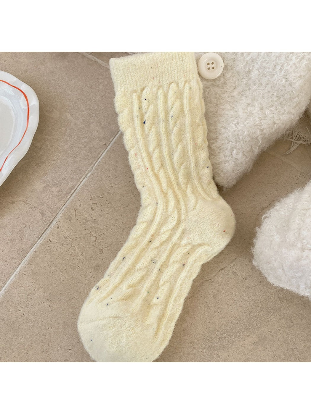 Rufia - Textured Everyday Casual Crew Socks