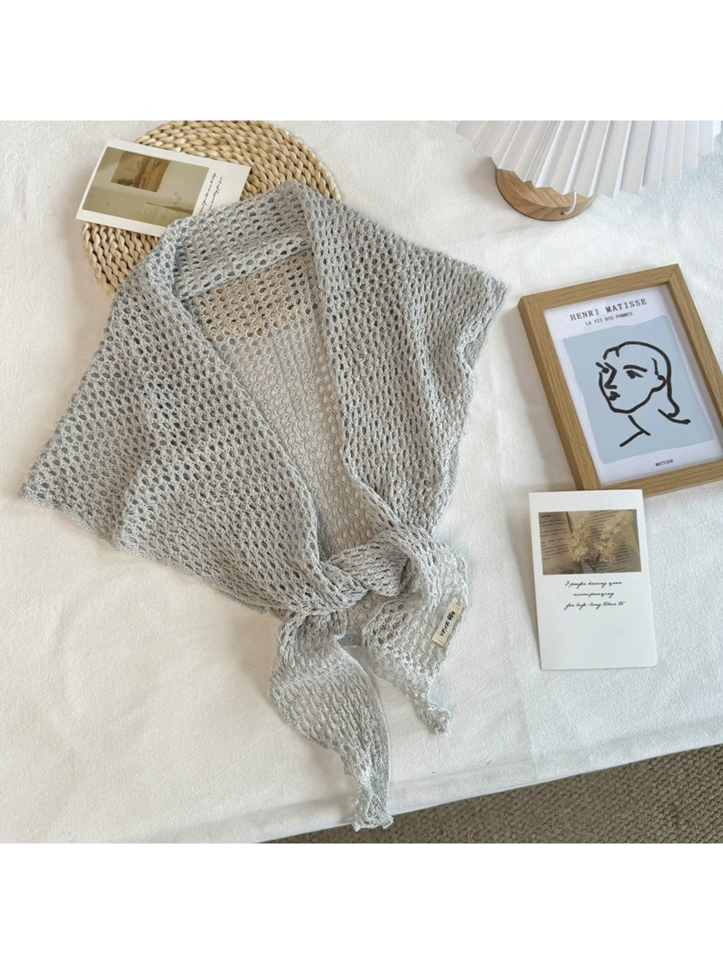 Scarvii - Openwork Knit Triangle Scarf