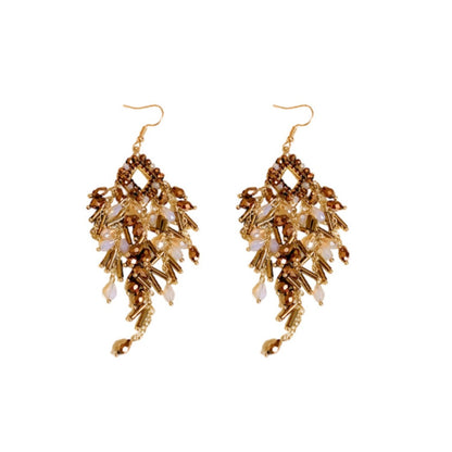 Earwish - Boho Brown Beaded Dreamcatcher Earrings - Chic & Vintage