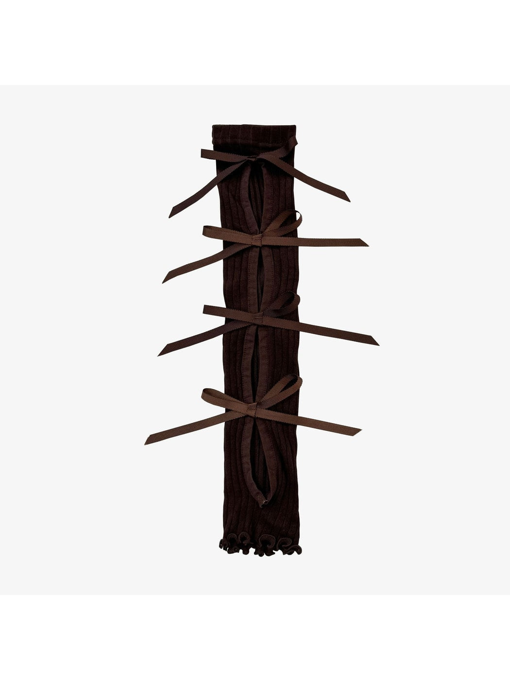 Cozyra - Ribbon Tie Striped Knit Leg Warmers