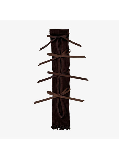 Cozyra - Ribbon Tie Striped Knit Leg Warmers