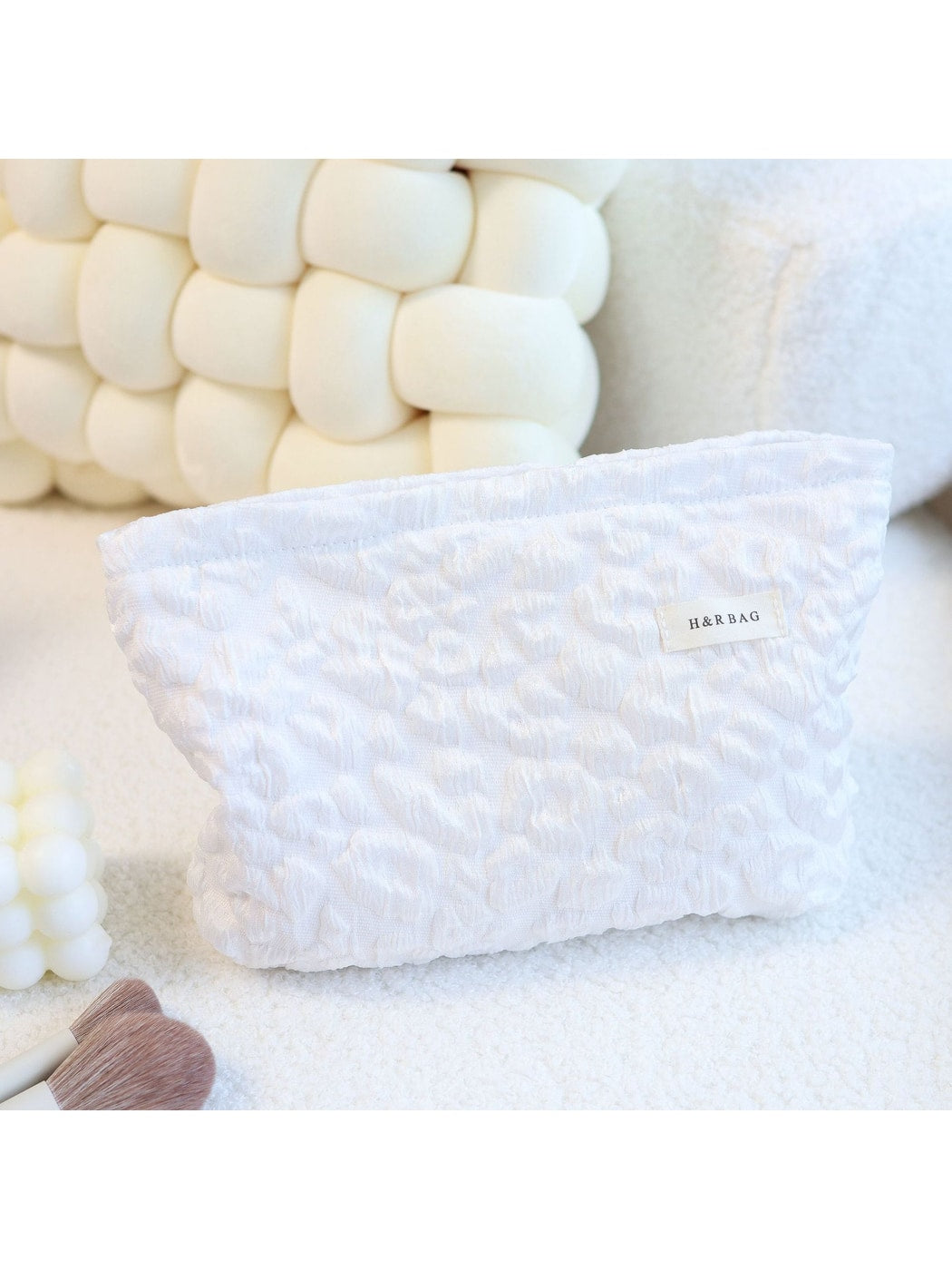Cosbai - Embossed Cloud Floral Print Makeup Bag