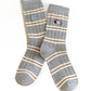 Rufia - Stripes Mid-calf Socks with Dog Patterns