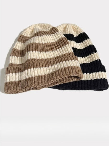 Haila - Winter Striped Knitted Beanie for Women