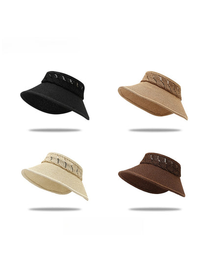 Haila - Wide Brim Hollow Crochet Visor Hat