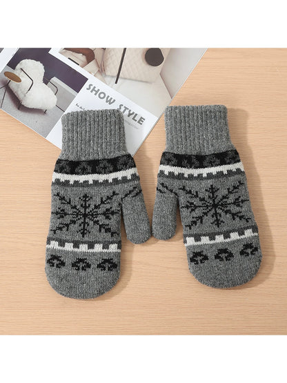 Gloving - Women's Snowflake Jacquard Knit Winter Mittens