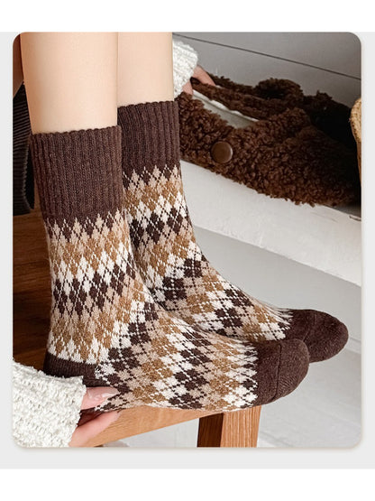 Rufia - Classic Argyle Knit Crew Socks