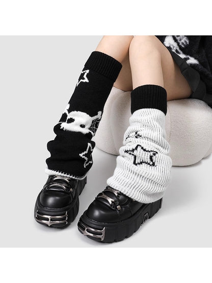 Cozyra - Skull and Star Reversible Mesh Leg Warmer
