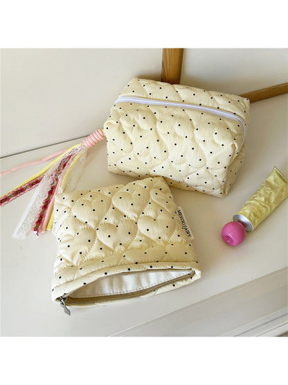 Cosbai - Polka Dot Quilted Cosmetic Organizer Bag