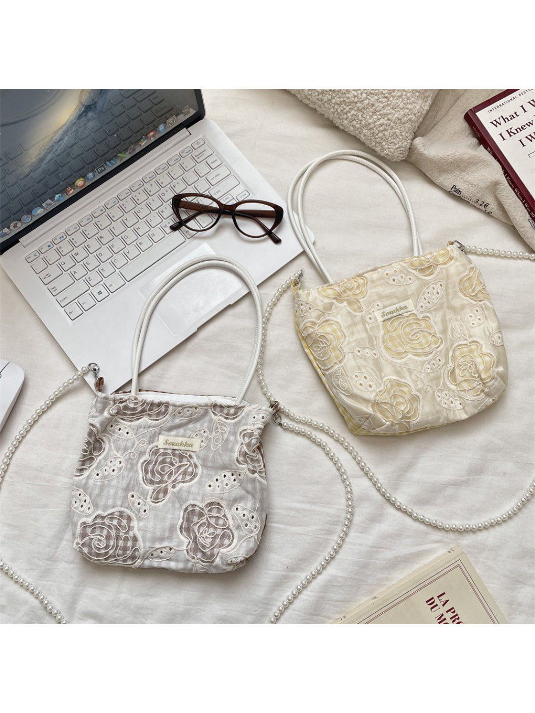 Cosbai - Embroidered Floral Mini Crossbody Bag