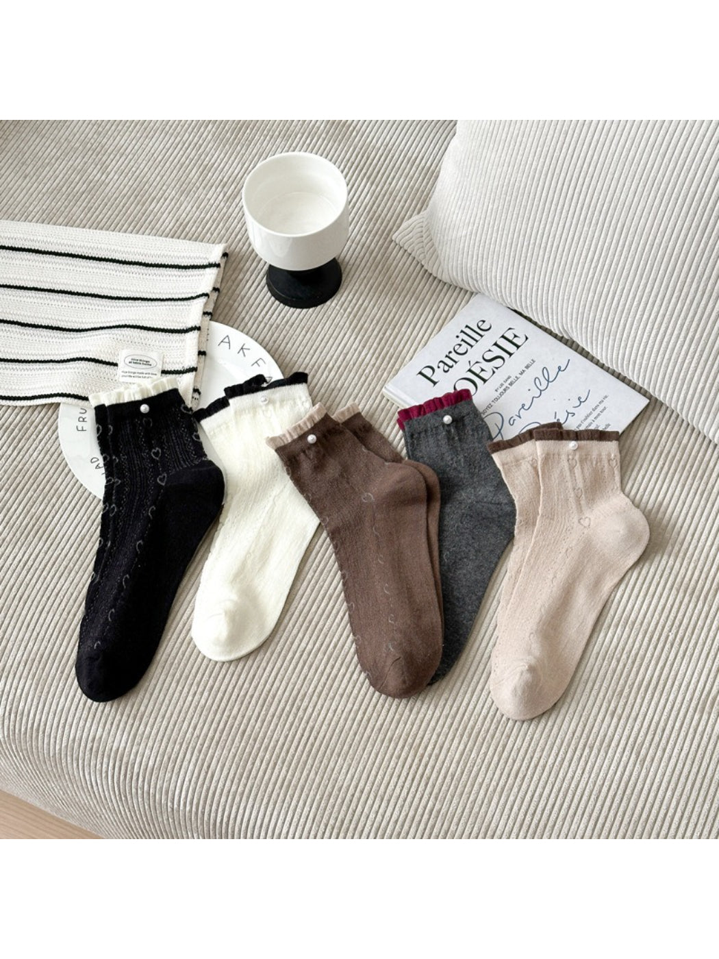 Rufia - Ribbed White Mid-Calf Socks product image 1