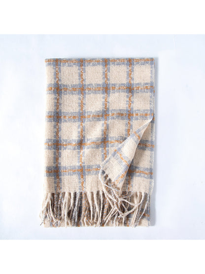 Scarvii - Classic Windowpane Plaid Fringe Scarf