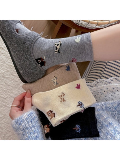 Rufia - Puppy Motif Cozy Crew Socks