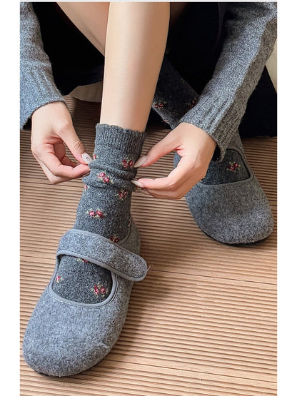Rufia - Tiny Floral Knit Crew Socks