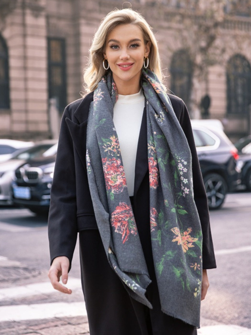 Scarvii - Vintage Floral Print Winter Scarf & Shawl