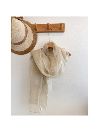 Scarvii - Sheer Pleated Beige Scarf