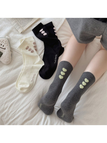 Rufia - Cute Heart Pattern Crew Socks