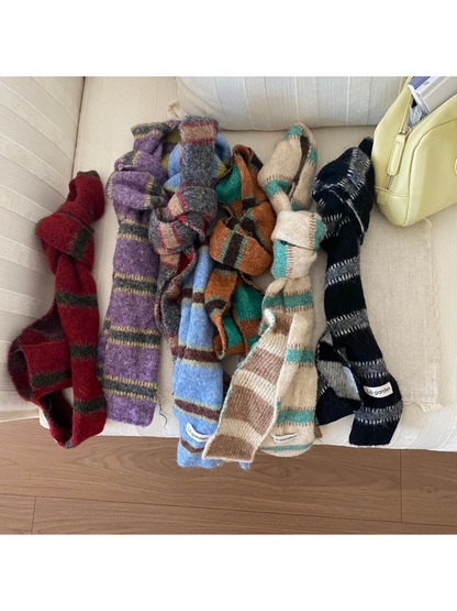 Scarvii - Colorful Striped Knit Skinny Scarf
