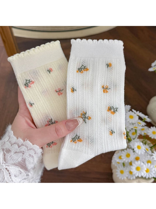 Rufia - Ditsy Floral Scalloped Trim Socks