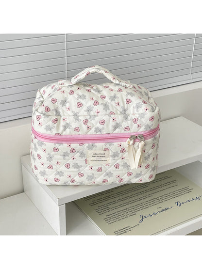 Cosbai Gray Rabbit and Heart Print Cosmetic Bag product photo 3