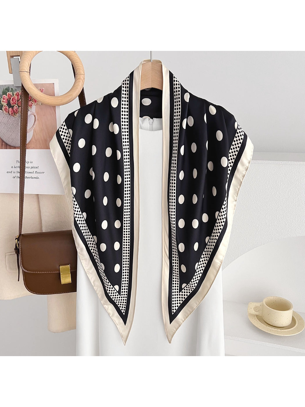 Scarvii Dotted Print Triangle Scarf