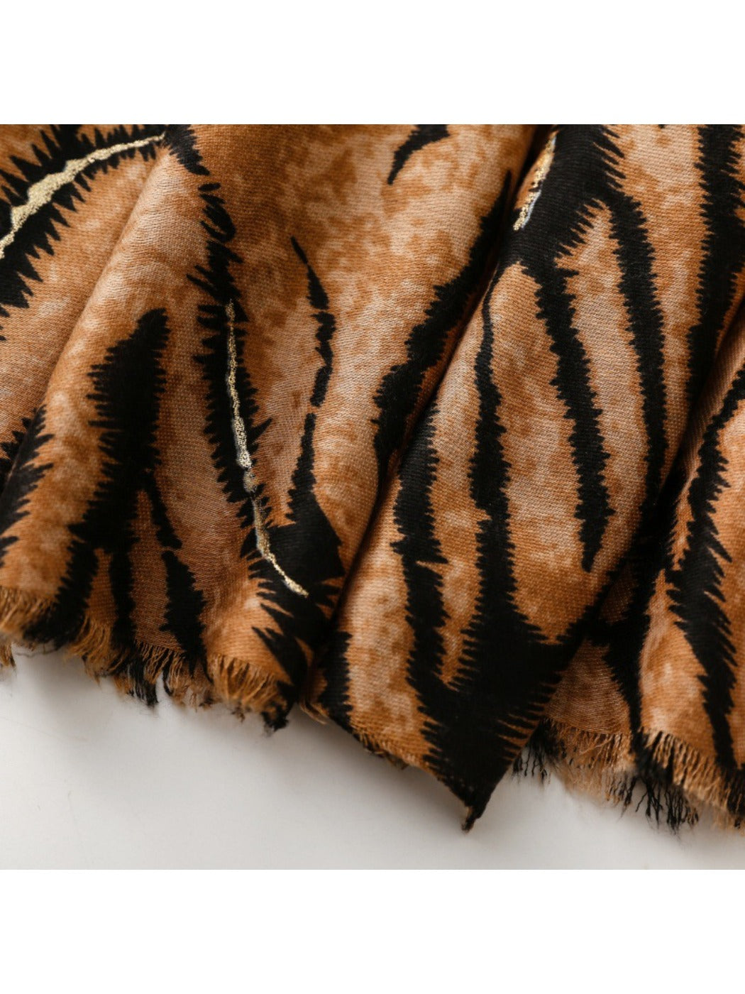 Scarvii - Zebra Print Scarf & Shawl with Gold Foil Fringe