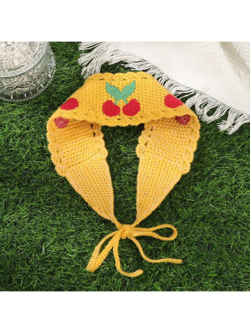 Scarvii Cherry Crochet Tie Headband