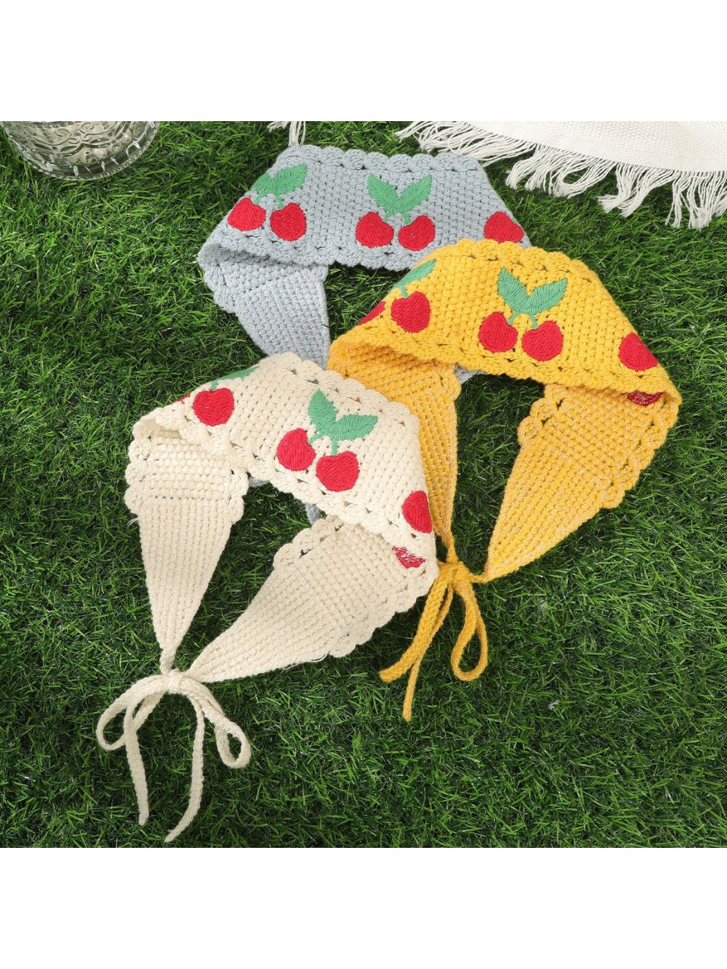 Scarvii Cherry Crochet Tie Headband