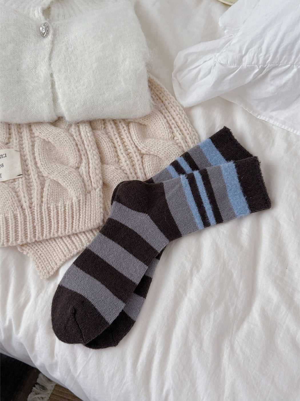 Rufia - Soft Stripe Knit Crew Socks