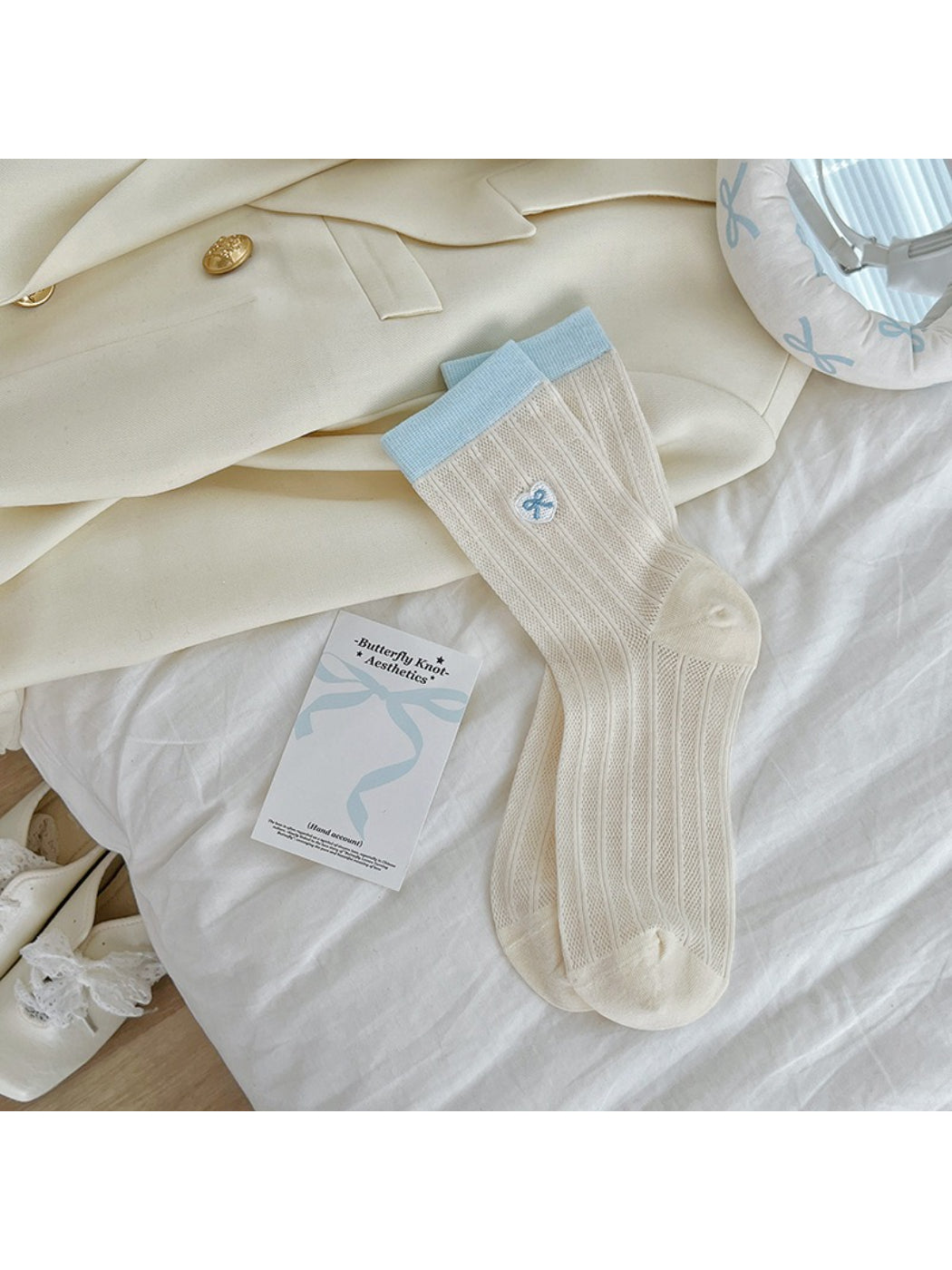 Rufia - Soft Ribbed Bow Accent Crew Socks product image 6