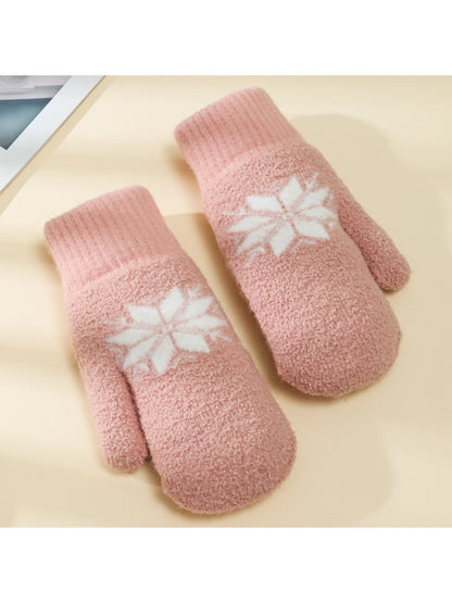 Gloving - Snowflake Fluffy Knit Women's Mittens